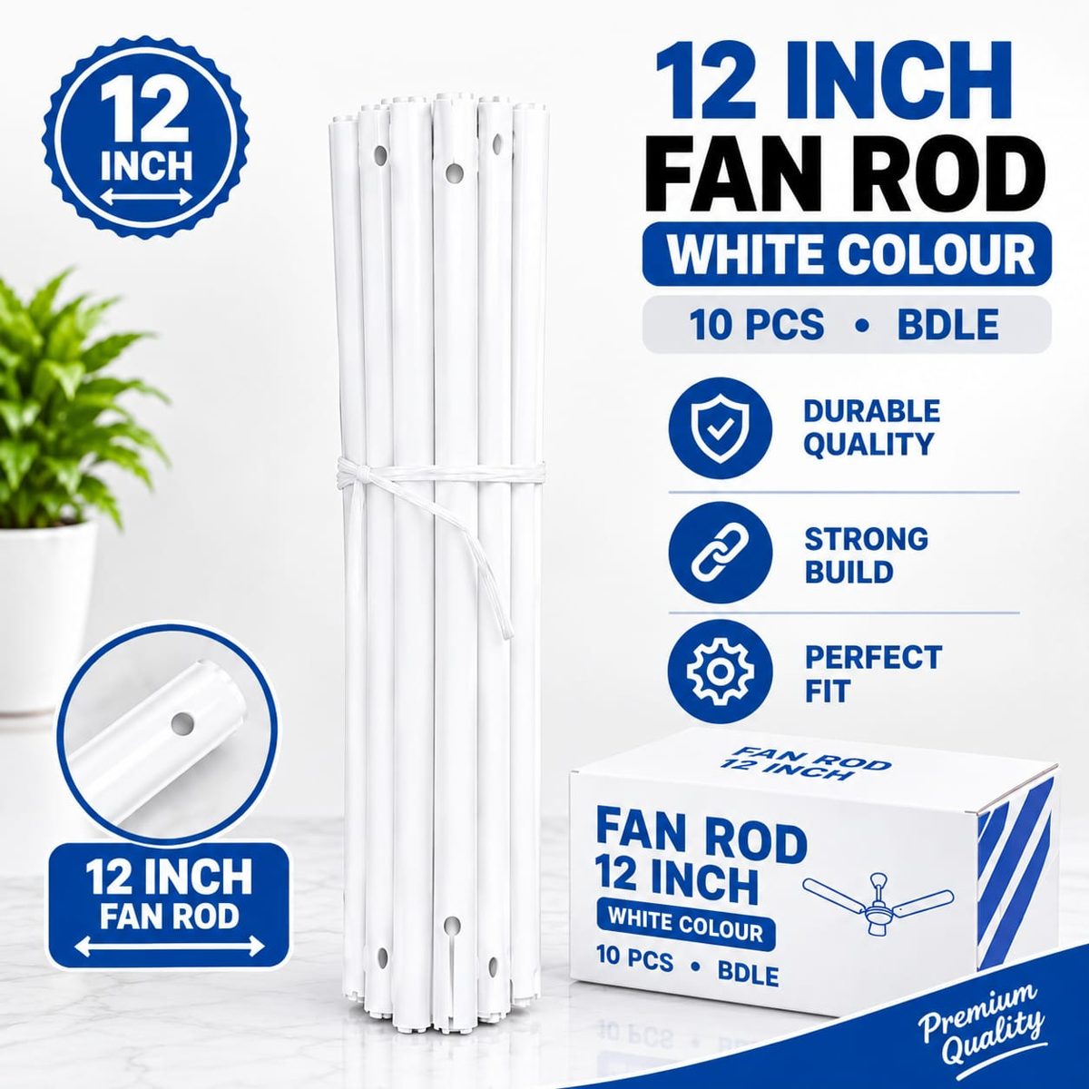 12" inch Fan Rod White Normal Quality